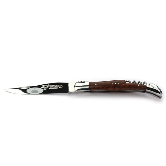 Laguiole en Aubrac Handcrafted Multipurpose Knife with Corkscrew, Amourette / Snakewood Handle, 4.75 inches - LaguioleEnAubracShop