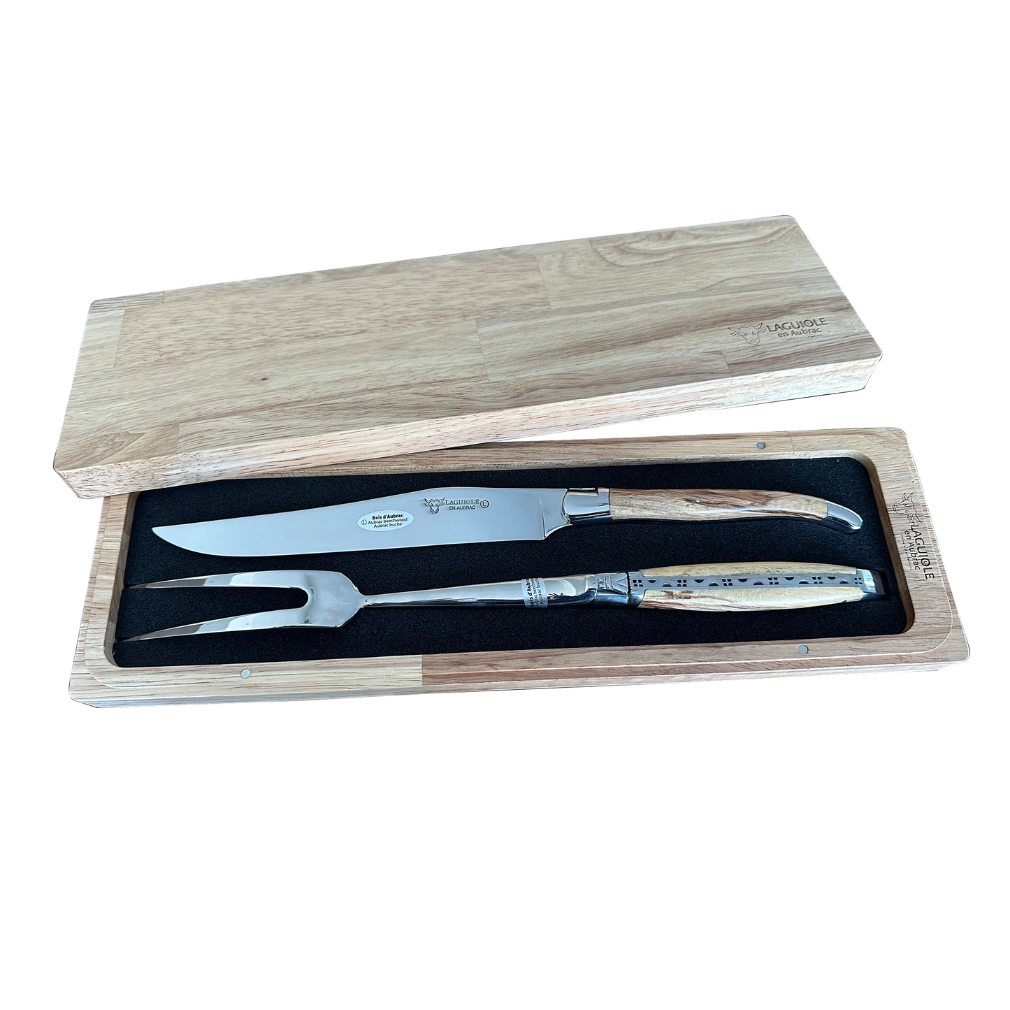Laguiole en Aubrac Handcrafted Carving Set, Aubrac Wood Handle - LaguioleEnAubracShop