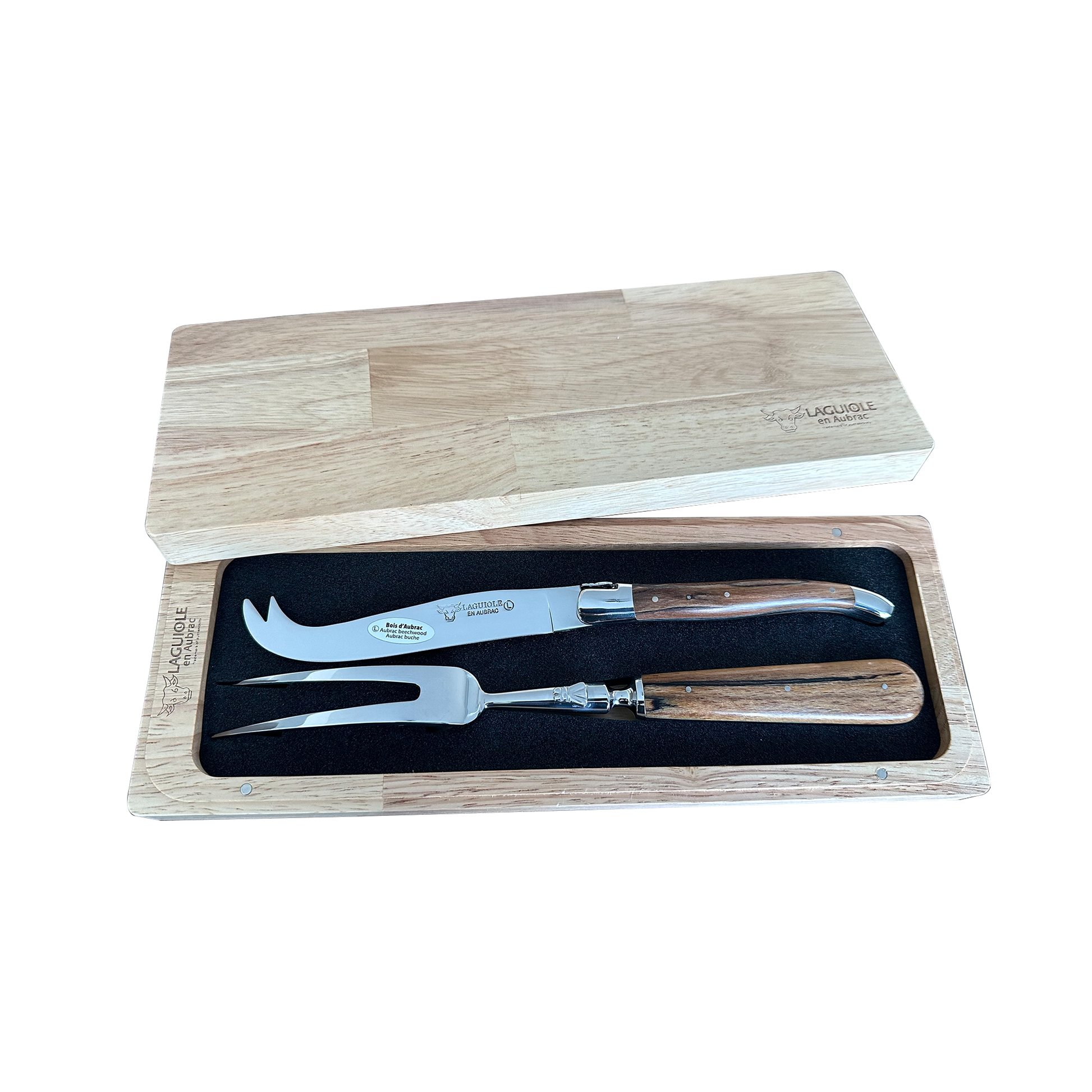 Laguiole en Aubrac Handcrafted Cheese Knife Set, Aubrac Wood Handle - LaguioleEnAubracShop