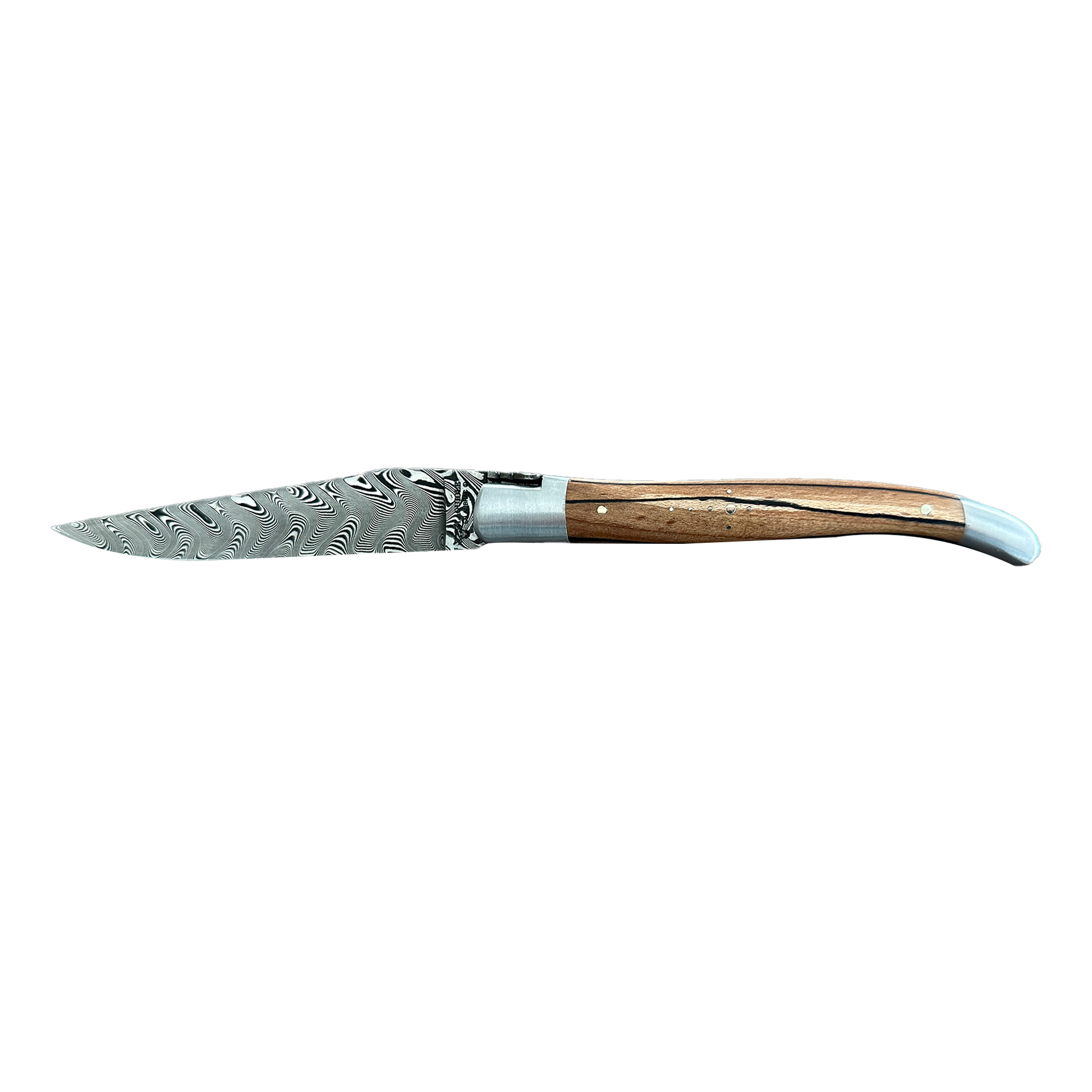 Laguiole en Aubrac Handcrafted Double Carved Plates Damascus Blade Multipurpose Knife, Aubrac Wood Handle, Special Forged Bee, 4.75-in - LaguioleEnAubracShop