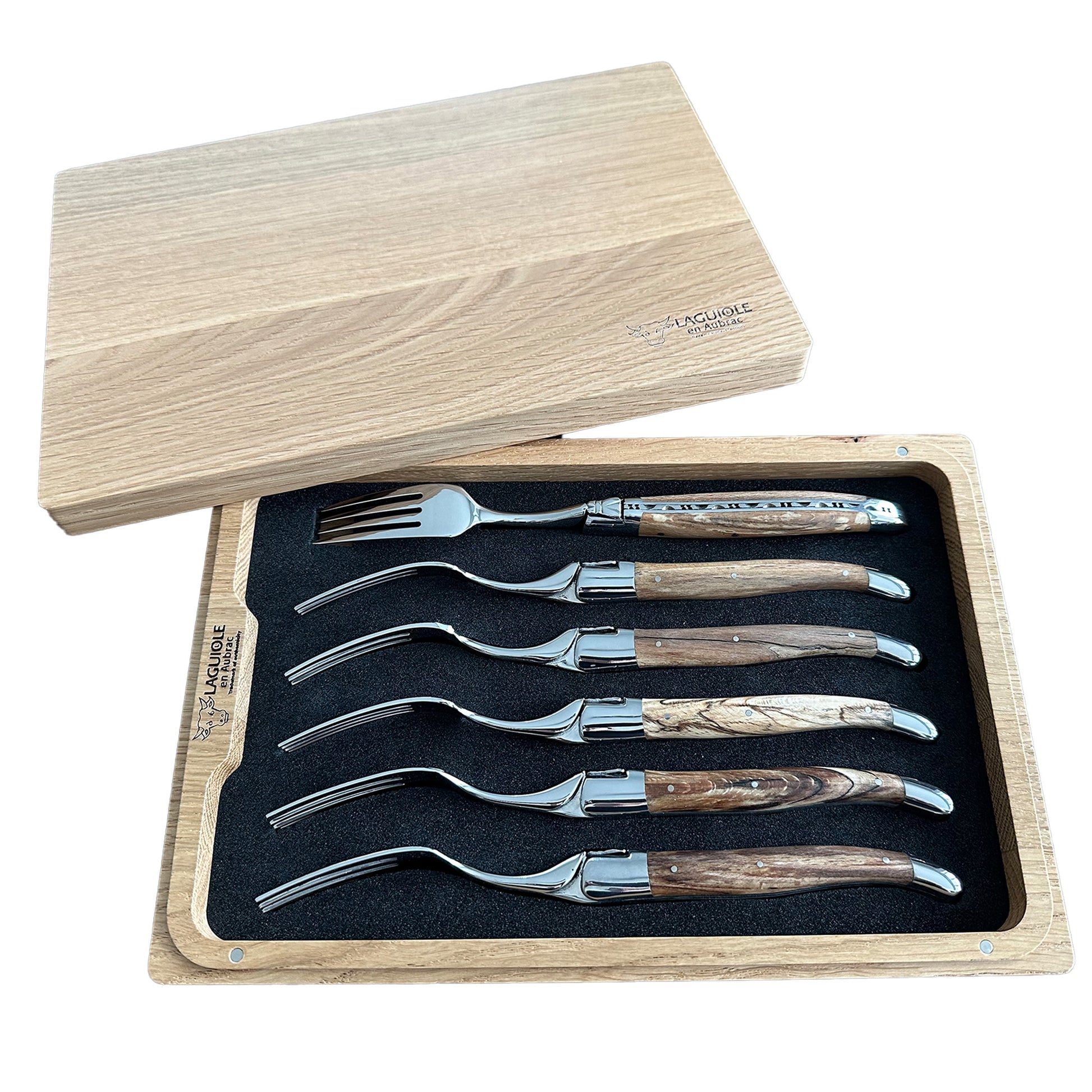 Laguiole en Aubrac Handcrafted Dinner Fork Set, Aubrac Wood Handle - LaguioleEnAubracShop
