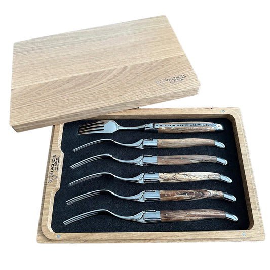 Laguiole en Aubrac Handcrafted Dinner Fork Set, Aubrac Wood Handle - LaguioleEnAubracShop