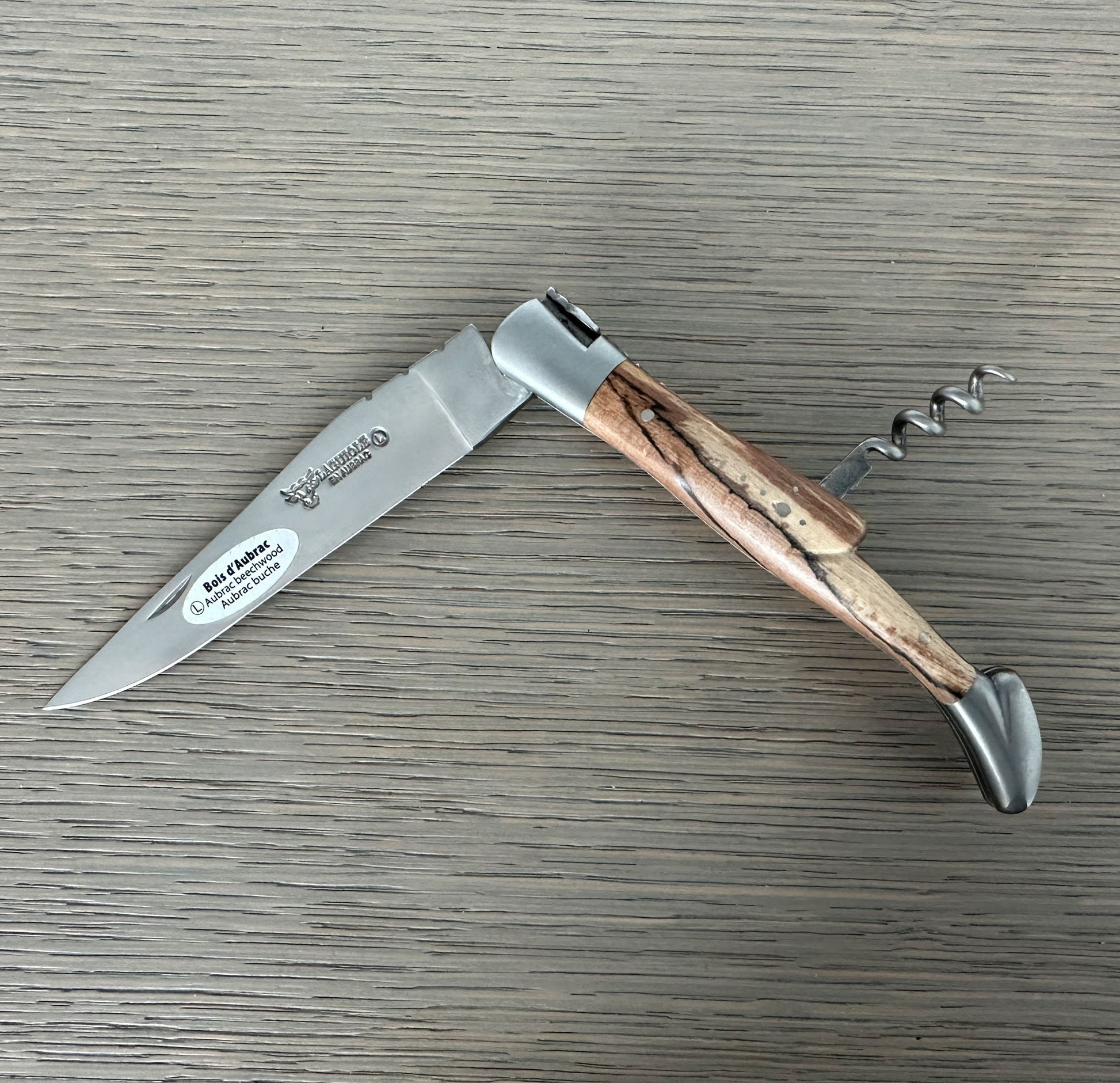 Laguiole en Aubrac Handcrafted Multipurpose Knife with Corkscrew, Aubrac Wood Handle, 4.75 inches - LaguioleEnAubracShop