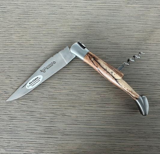 Laguiole en Aubrac Handcrafted Multipurpose Knife with Corkscrew, Aubrac Wood Handle, 4.75 inches - LaguioleEnAubracShop