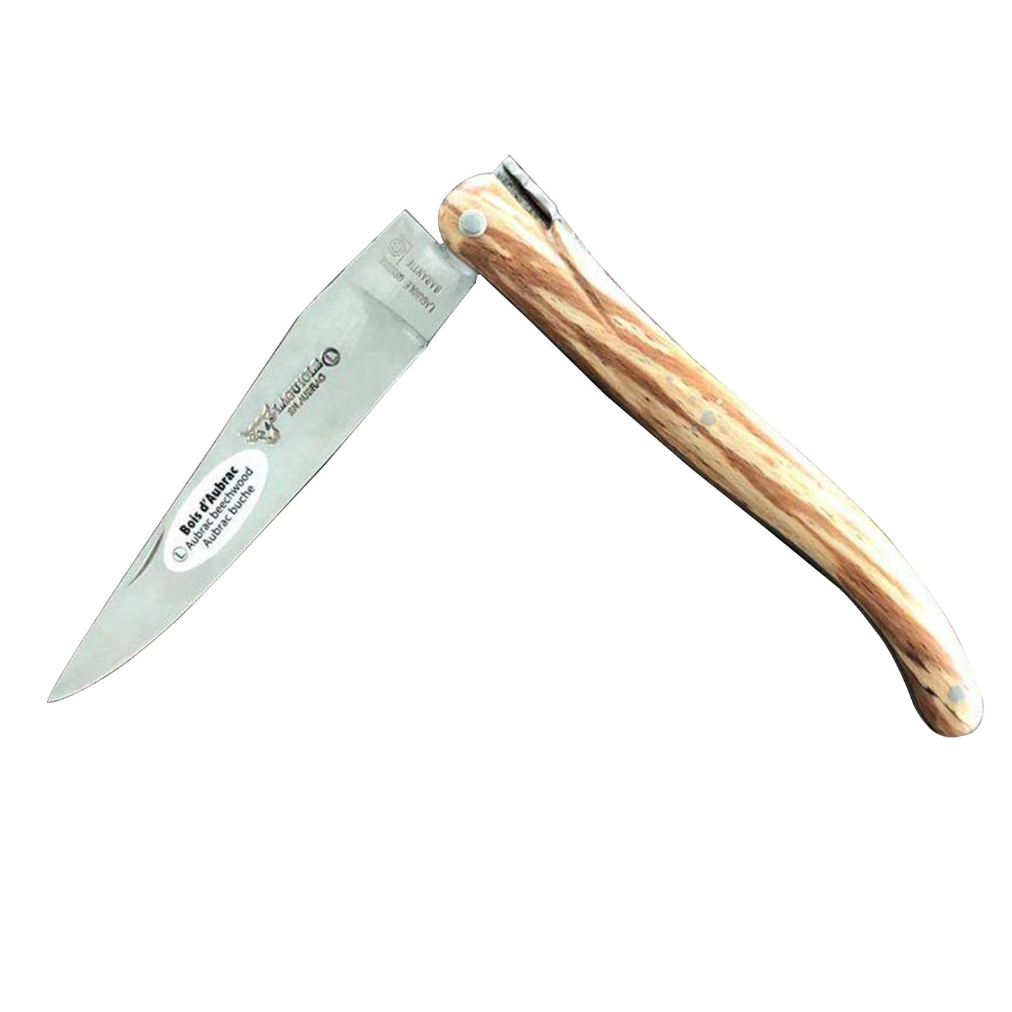Laguiole en Aubrac Handcrafted Plated Multipurpose Knife, Full Aubrac Wood Handle, 4.75 inches - LaguioleEnAubracShop