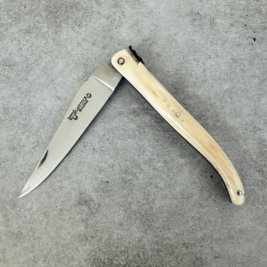 Laguiole en Aubrac Belle Pièce — Mammoth Ivory Crust Knife, Flower Bee