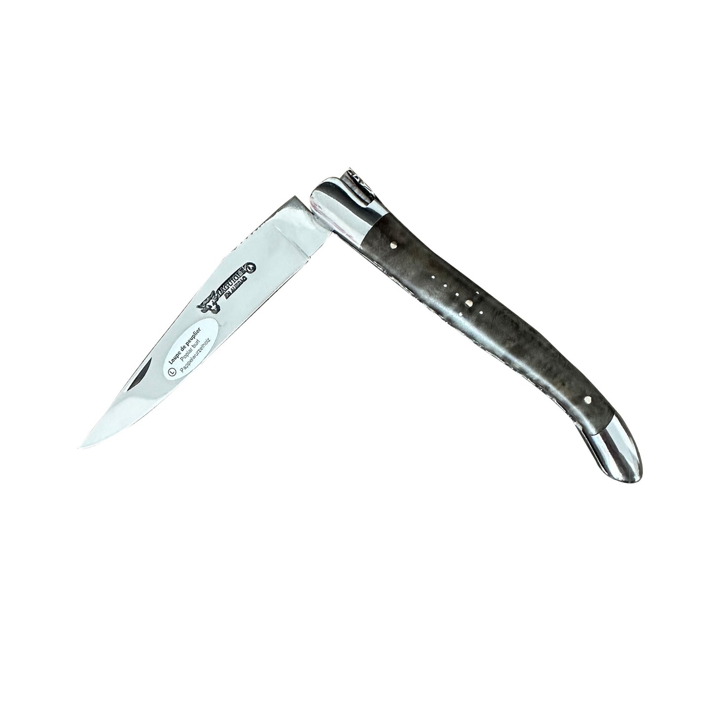 Laguiole en Aubrac Handcrafted Luxury Double Plates Multipurpose Knife With Blackened Poplar Burl Handle,  4.75-Inches - LaguioleEnAubracShop