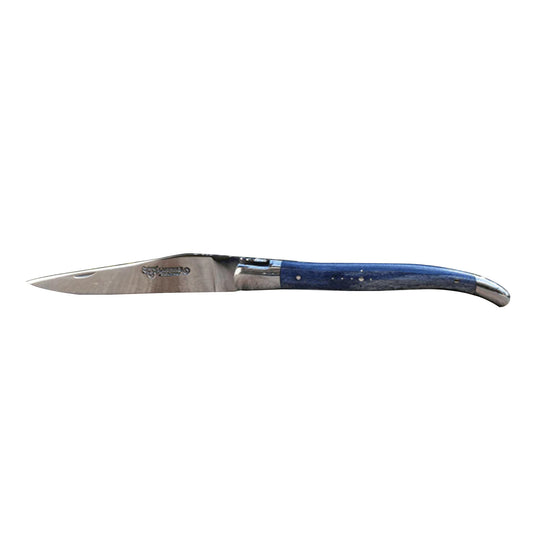 Laguiole en Aubrac Handmade Luxury Plates Multipurpose Knife with Blue Camel Bone Handle, 4.7-in - LaguioleEnAubracShop