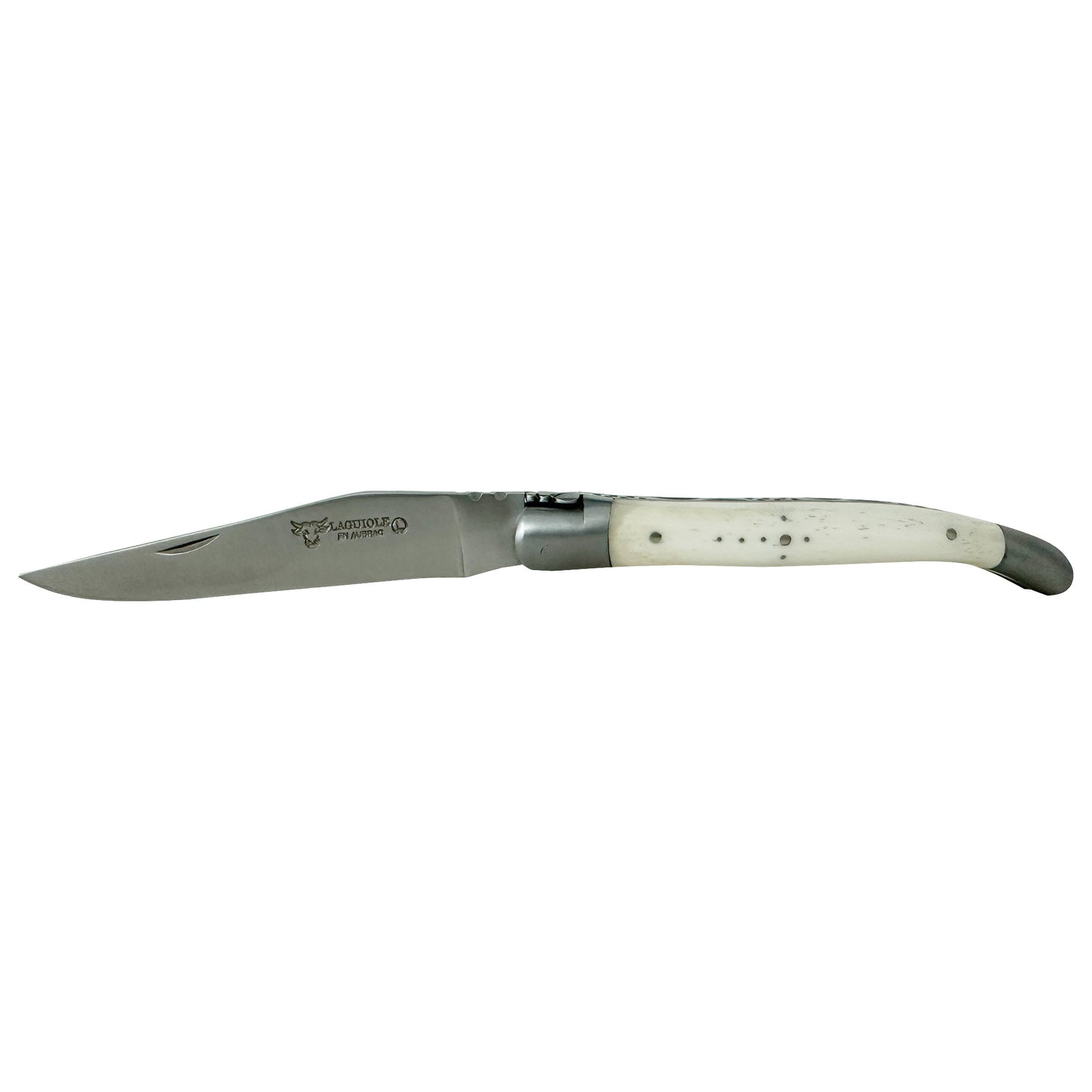 Laguiole en Aubrac Handcrafted Plated Multipurpose Knife, Bone Handle, 4.3-Inches - LaguioleEnAubracShop