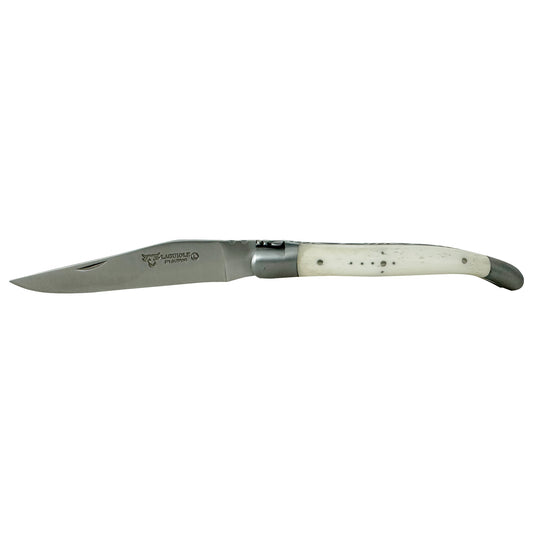 Laguiole en Aubrac Handcrafted Plated Multipurpose Knife, Bone Handle, 4.3-Inches - LaguioleEnAubracShop
