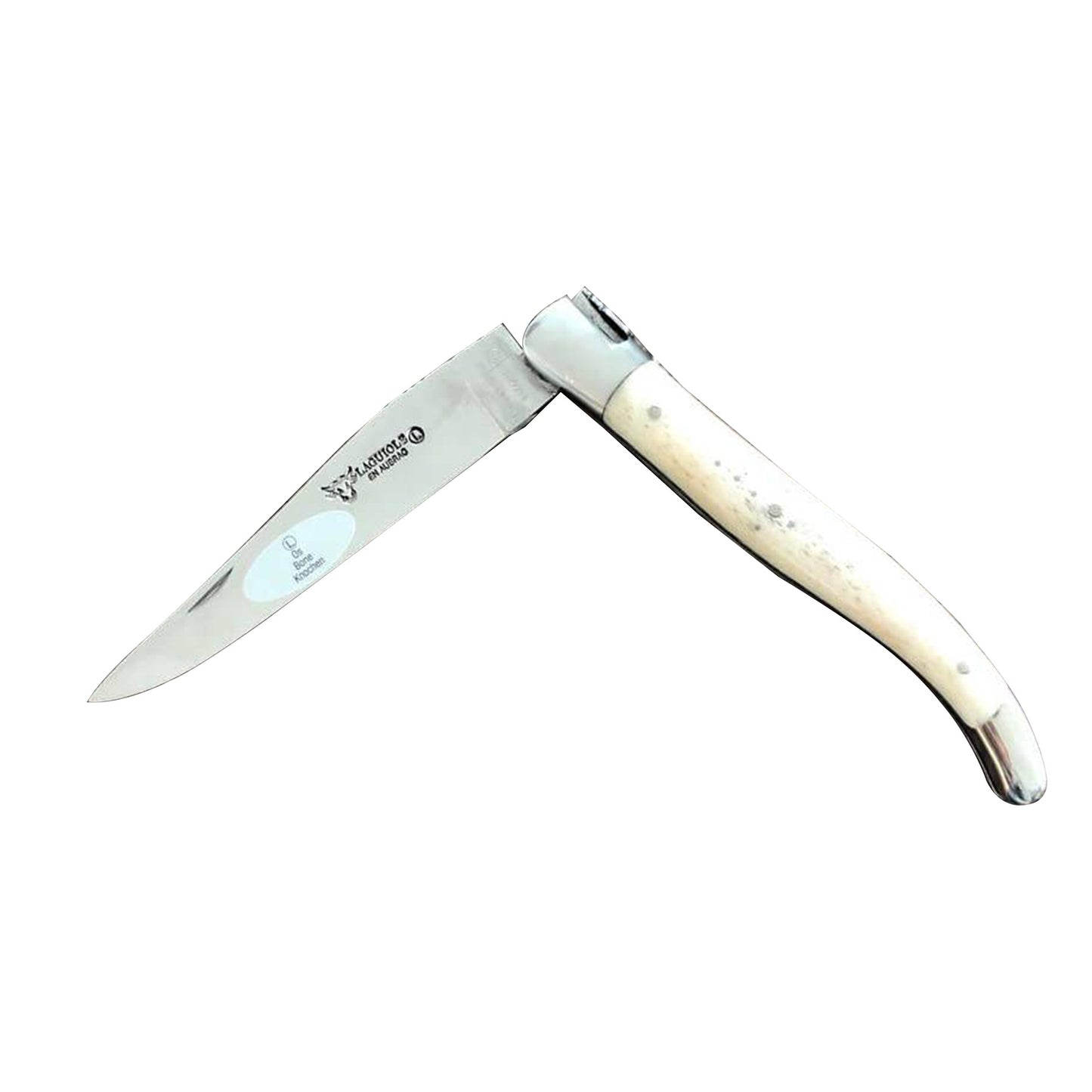 Laguiole en Aubrac Handcrafted Double Plates Multipurpose Knife, Bone Handle, 4.75 inches - LaguioleEnAubracShop