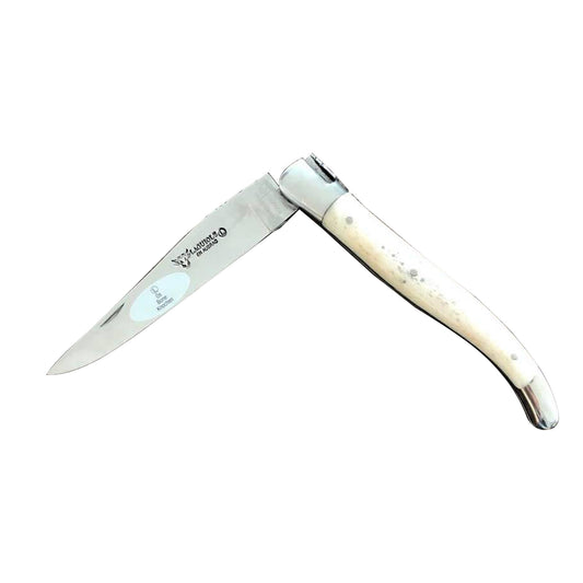 Laguiole en Aubrac Handcrafted Double Plates Multipurpose Knife, Bone Handle, 4.75 inches - LaguioleEnAubracShop
