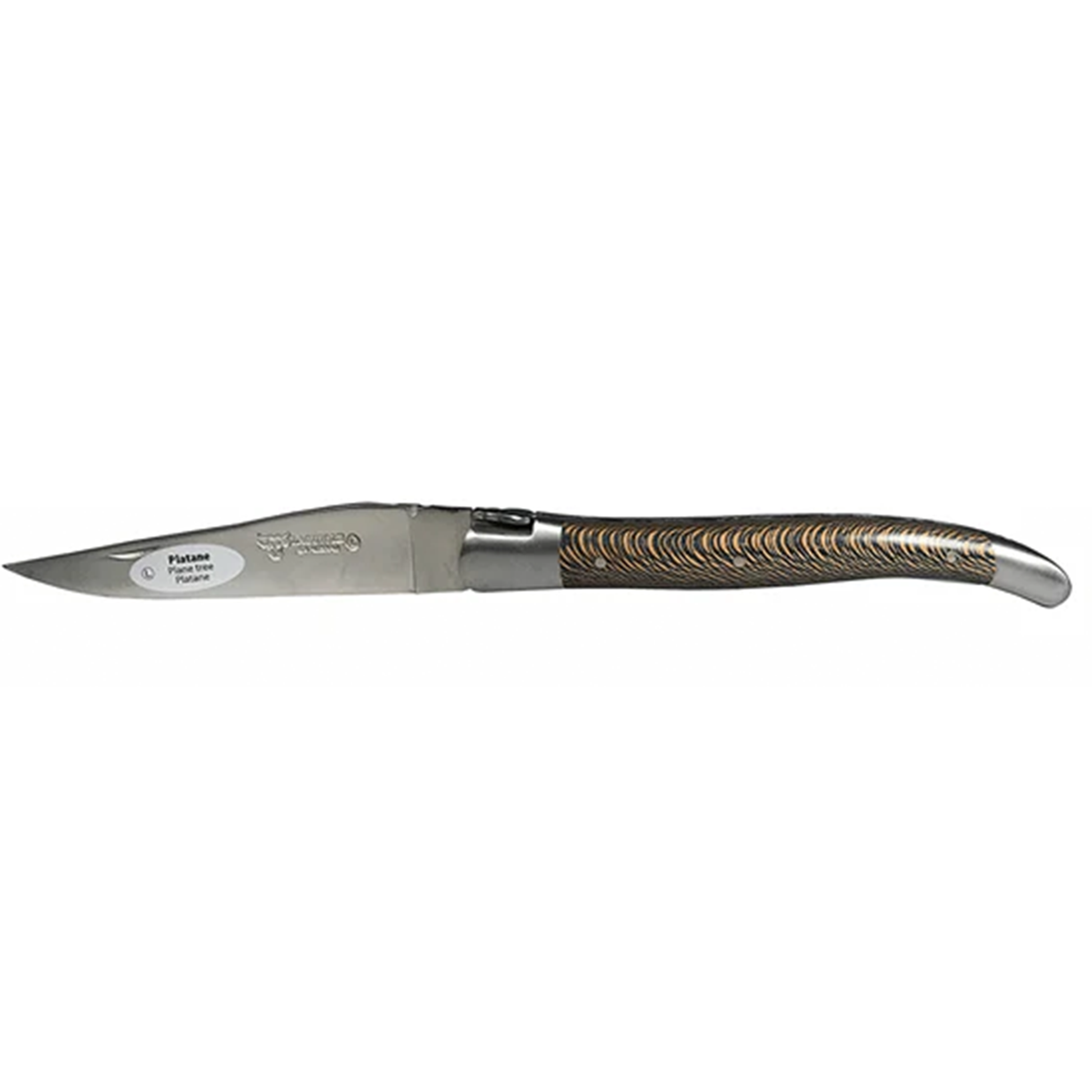 Laguiole en Aubrac Handcrafted Plates Multipurpose Knife with Matte Bolsters, Brown Sycamore Wood Handle, 4.75 inches - LaguioleEnAubracShop