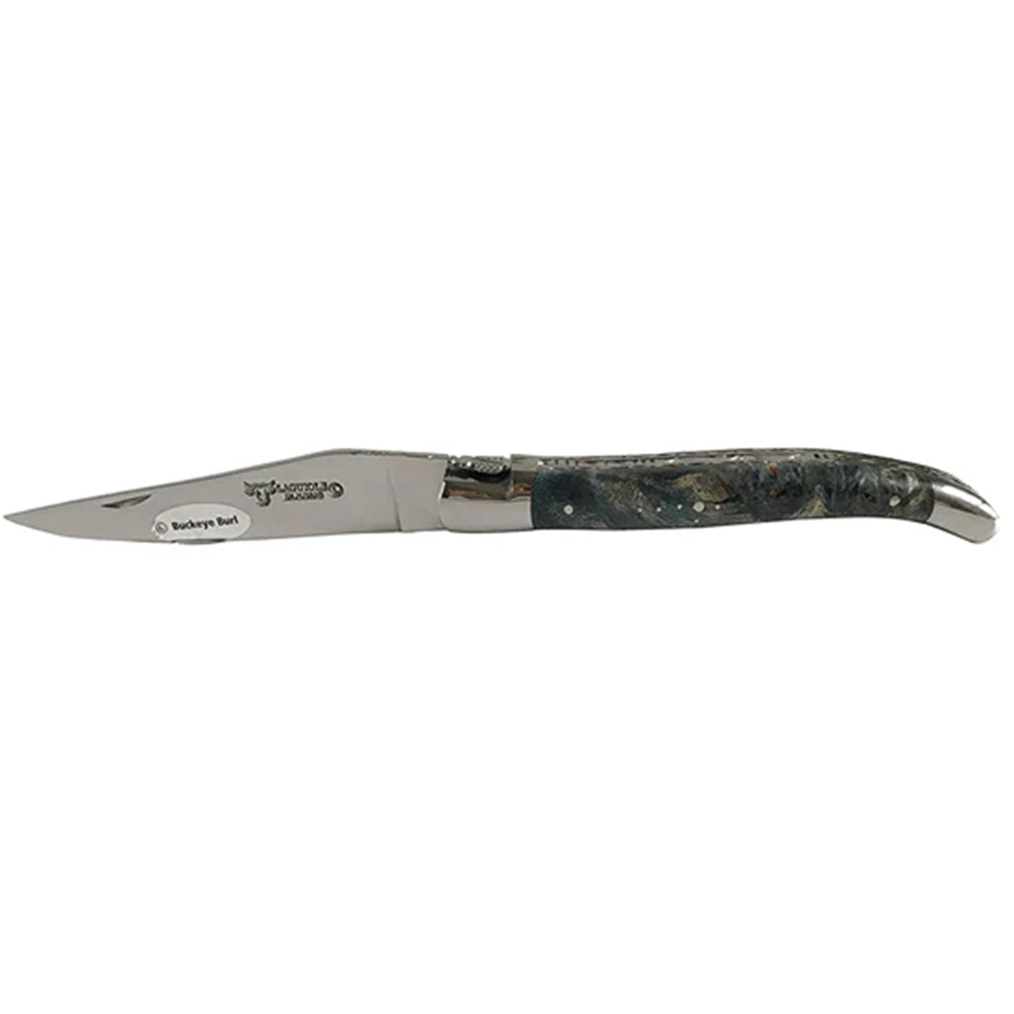 Laguiole en Aubrac Polished Handcrafted Luxury Double Plates Multipurpose Knife with Buckeye Blue Handle,  4.75-inches - LaguioleEnAubracShop