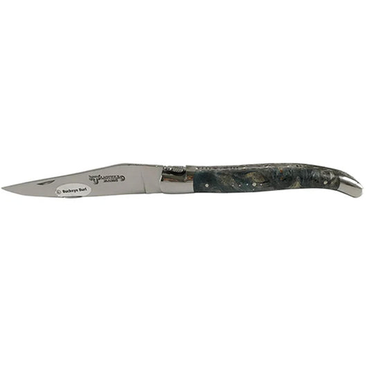 Laguiole en Aubrac Polished Handcrafted Luxury Double Plates Multipurpose Knife with Buckeye Blue Handle,  4.75-inches - LaguioleEnAubracShop