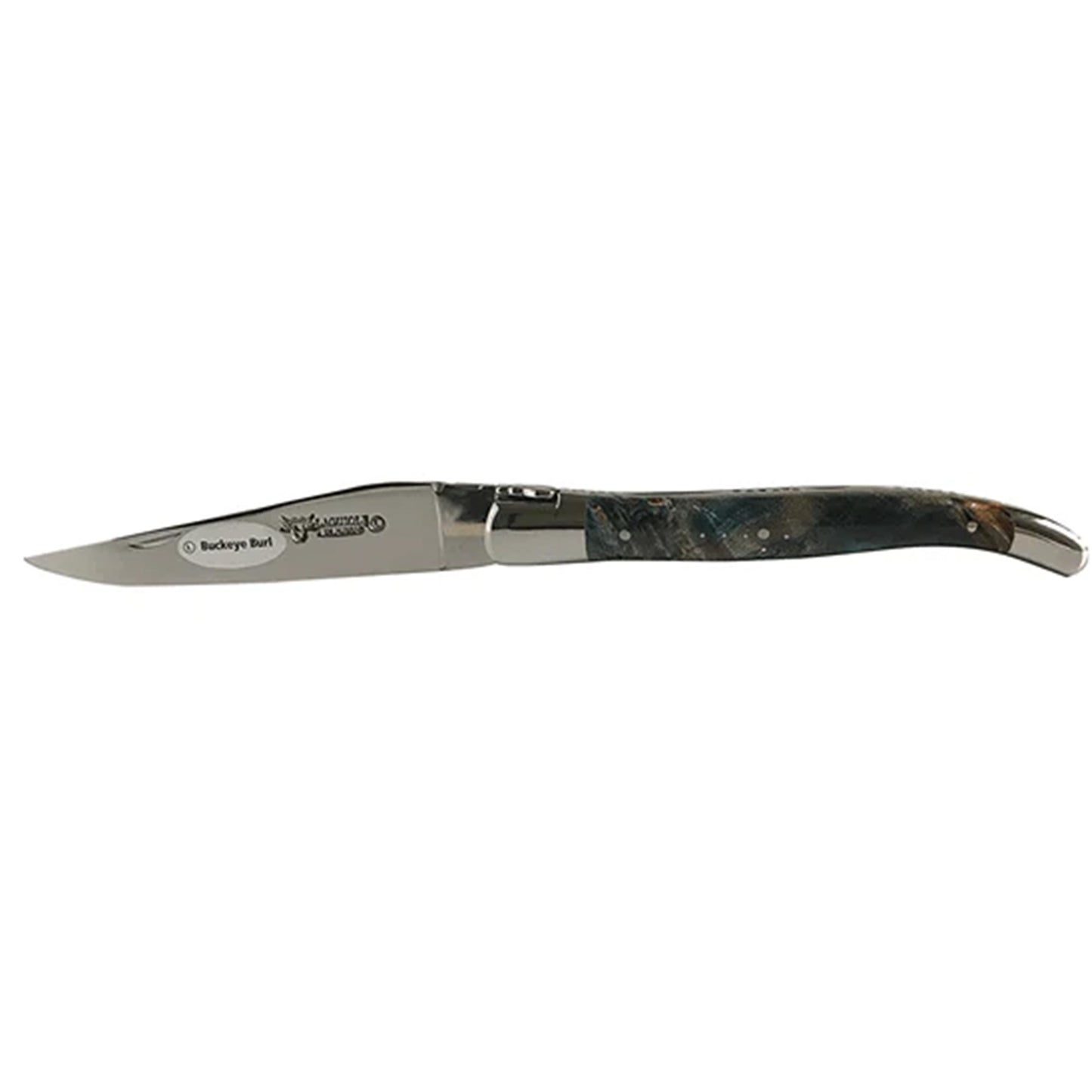 Laguiole en Aubrac Handcrafted Plates Multipurpose Knife, Buckeye Burl Blue Handle, 4.75 inches - LaguioleEnAubracShop