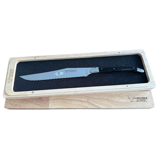 Laguiole en Aubrac Handcrafted Bread Knife, Buffalo Handle, 7-in - LaguioleEnAubracShop