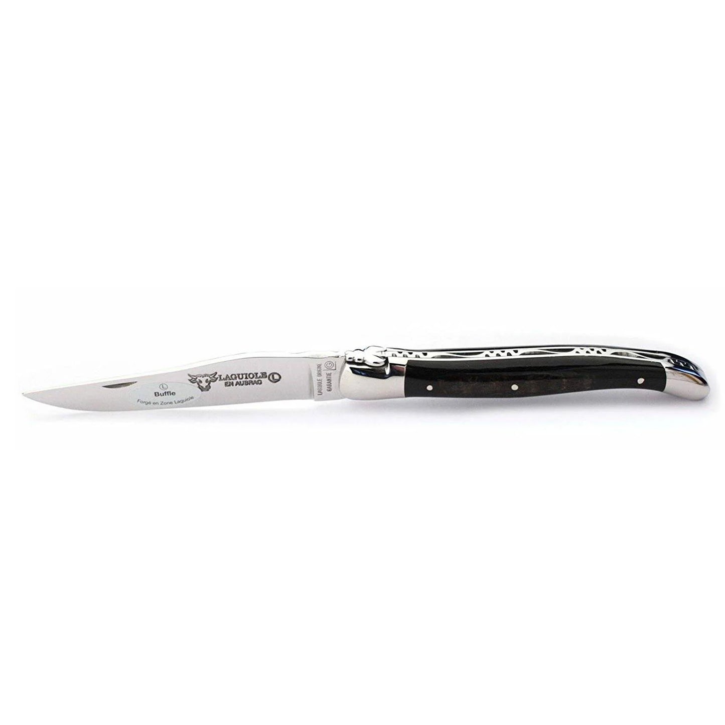 Laguiole en Aubrac Handcrafted Plates Multipurpose  Knife, Buffalo Crust Handle, 4.75 inches - LaguioleEnAubracShop
