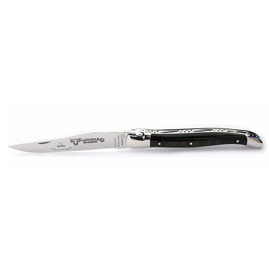 Laguiole en Aubrac Handcrafted Plates Multipurpose  Knife, Buffalo Crust Handle, 4.75 inches - LaguioleEnAubracShop