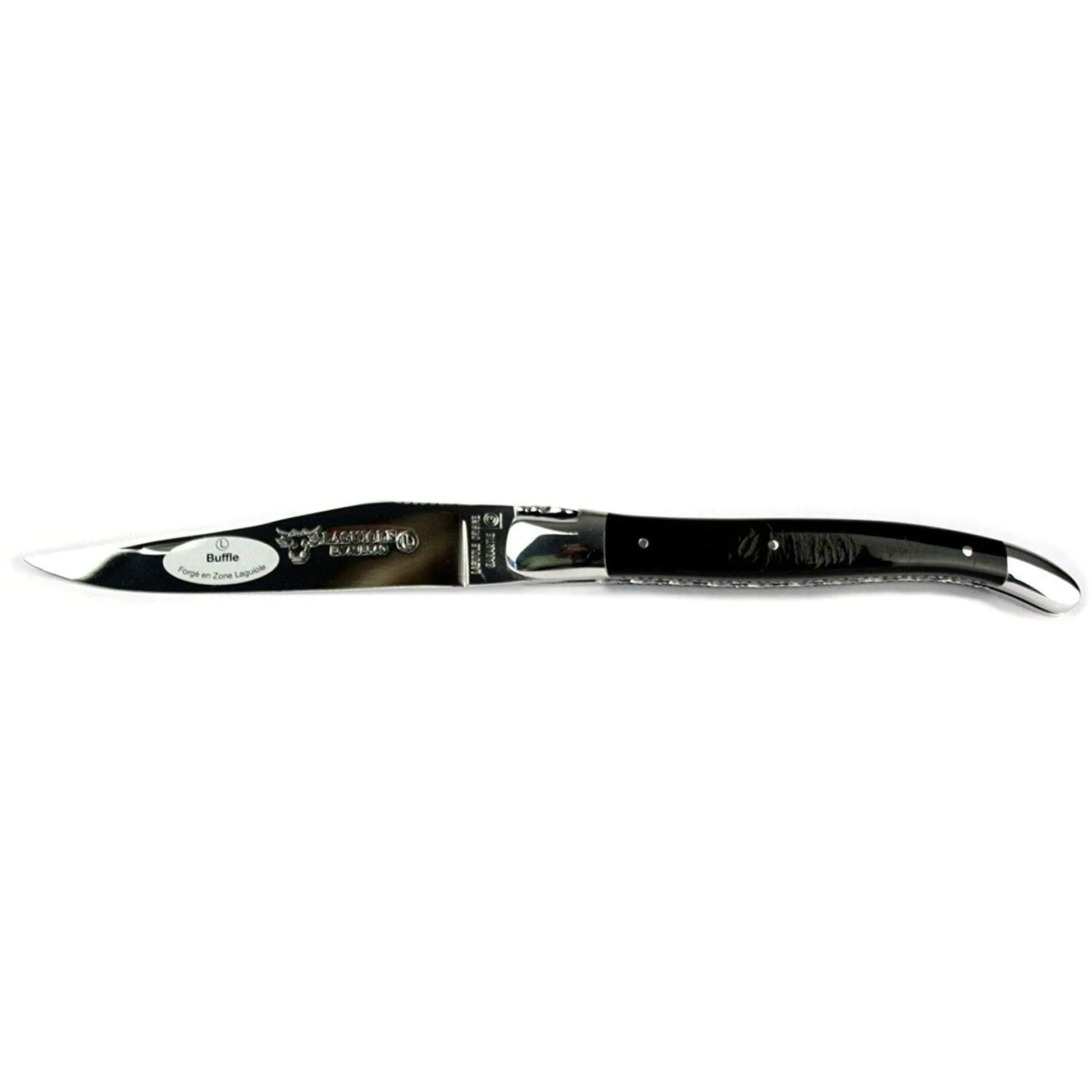 Laguiole en Aubrac Handcrafted Double Plates Multipurpose Knife, Buffalo Crust Handle, 4.75 inches - LaguioleEnAubracShop