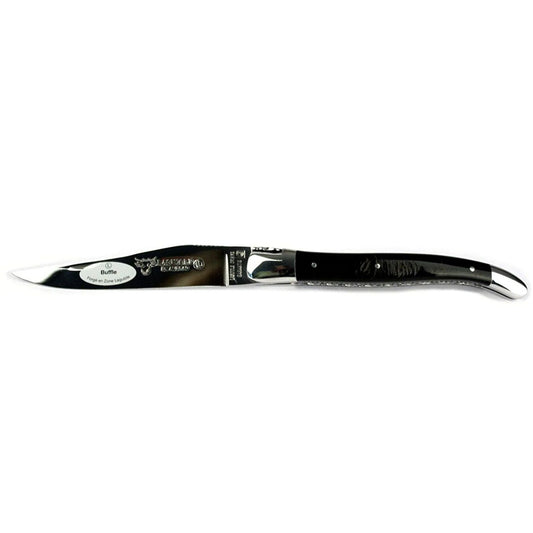 Laguiole en Aubrac Handcrafted Double Plates Multipurpose Knife, Buffalo Crust Handle, 4.75 inches - LaguioleEnAubracShop