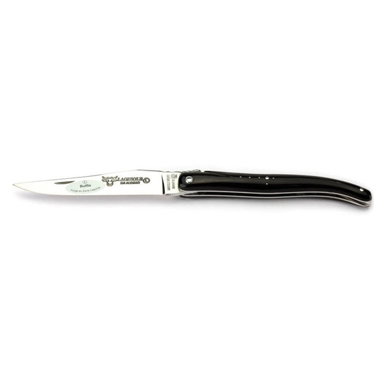 Laguiole en Aubrac Handcrafted Plated Multipurpose Knife, Full Buffalo Horn Handle, 4.75 inches - LaguioleEnAubracShop
