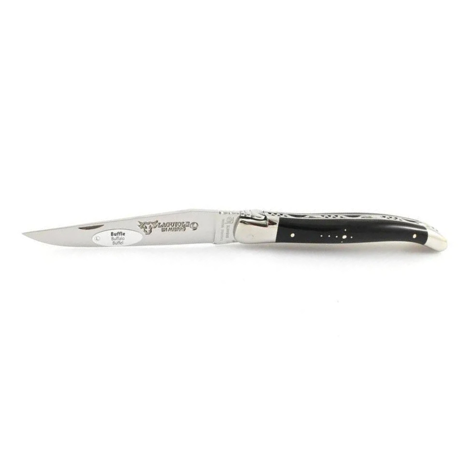 Laguiole en Aubrac Handcrafted Plates Multipurpose Knife, Buffalo Horn Handle, 4.75 inches - LaguioleEnAubracShop