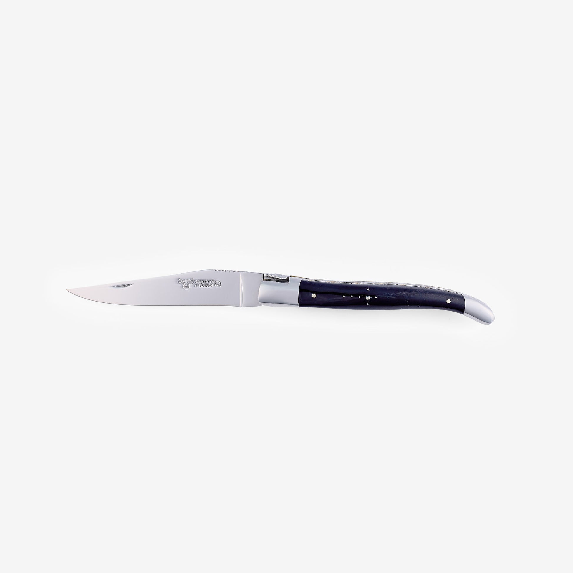 Laguiole en Aubrac Handcrafted Double Brass & Stainless Plates Multipurpose Knife, Buffalo Horn Handle, 4.75 inches - LaguioleEnAubracShop