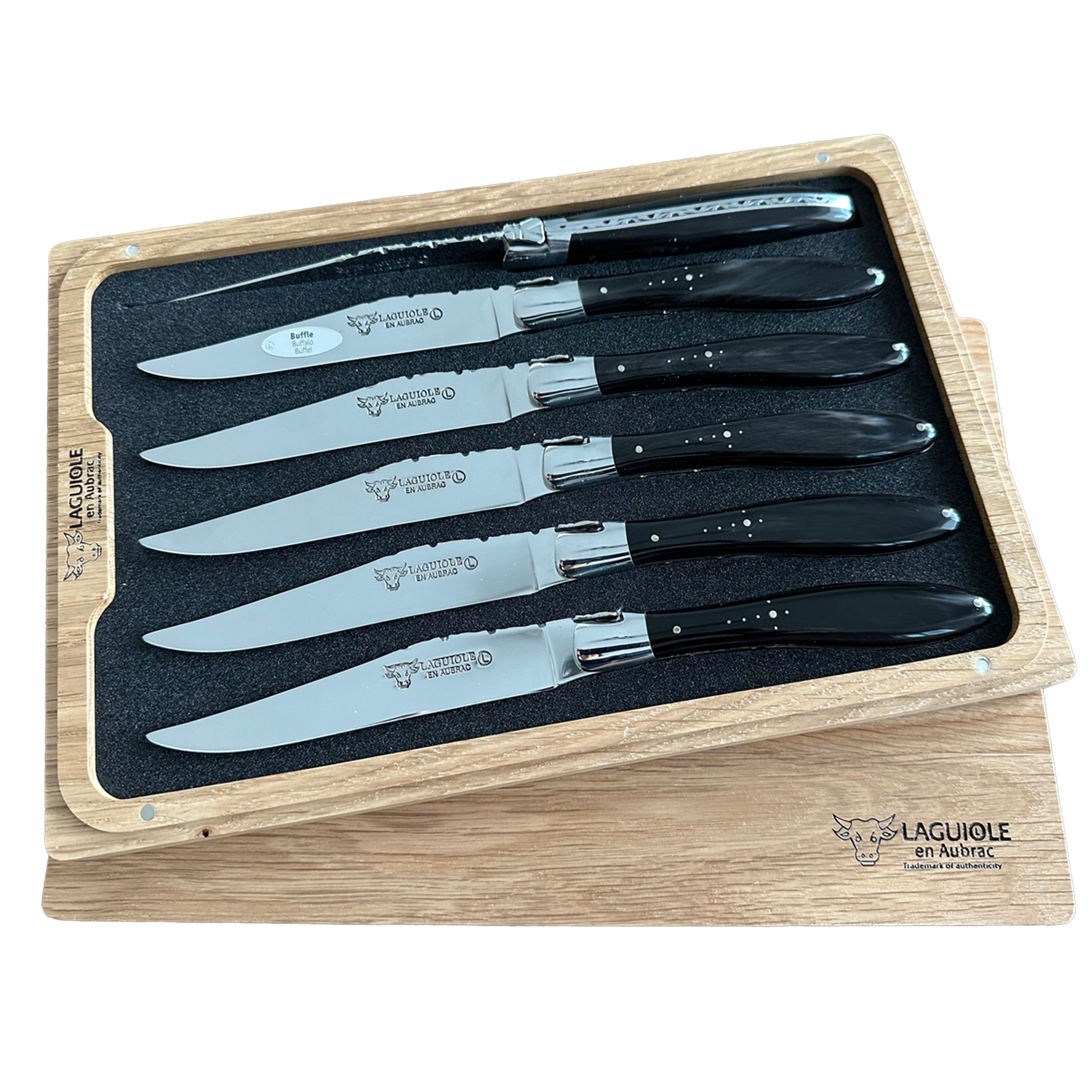 Laguiole en Aubrac Handcrafted Steak & Table Knife Set, Buffalo Horn Handle - LaguioleEnAubracShop