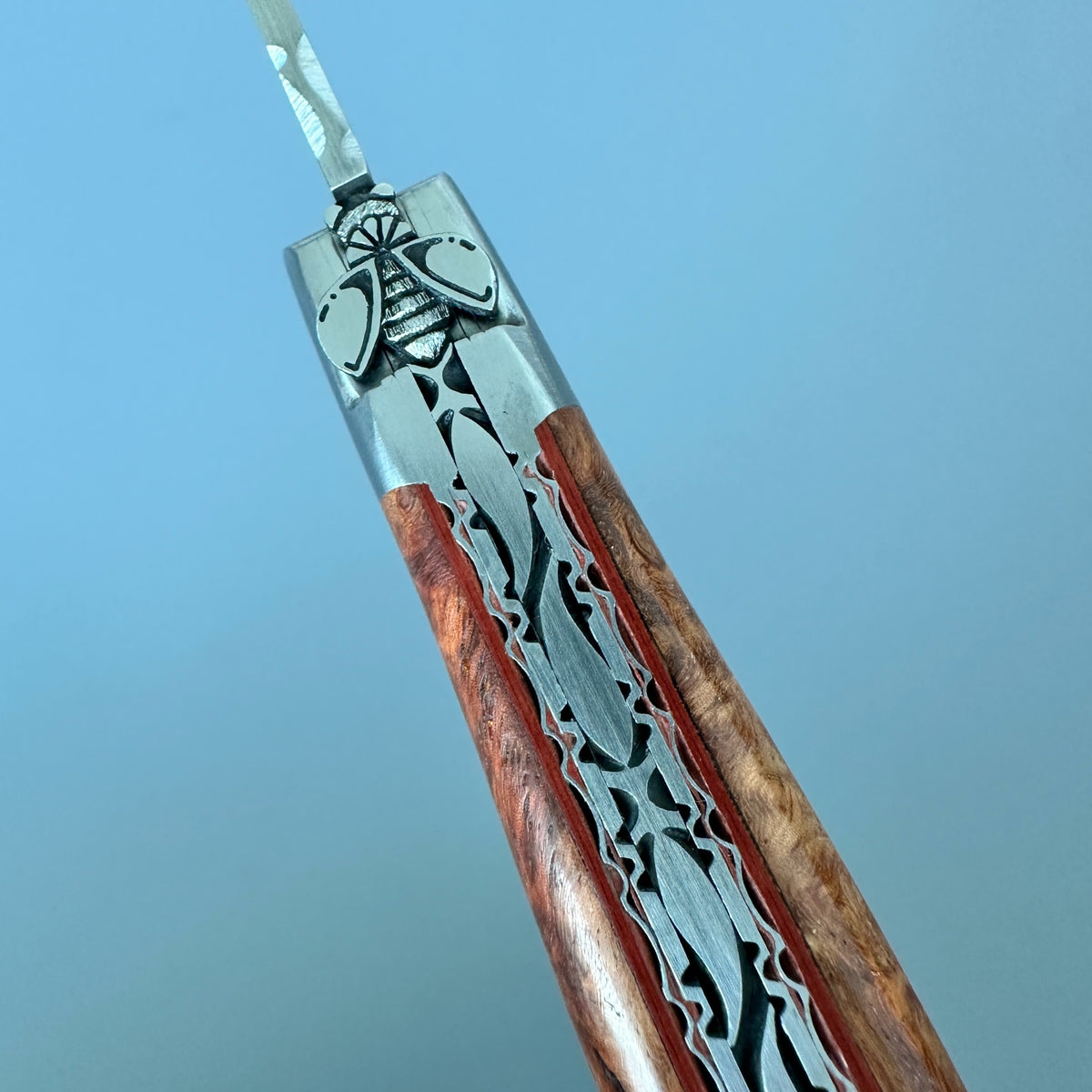 Laguiole en Aubrac Belle Pièce Double Plated Knife Amboyna Handle, 4.7"
