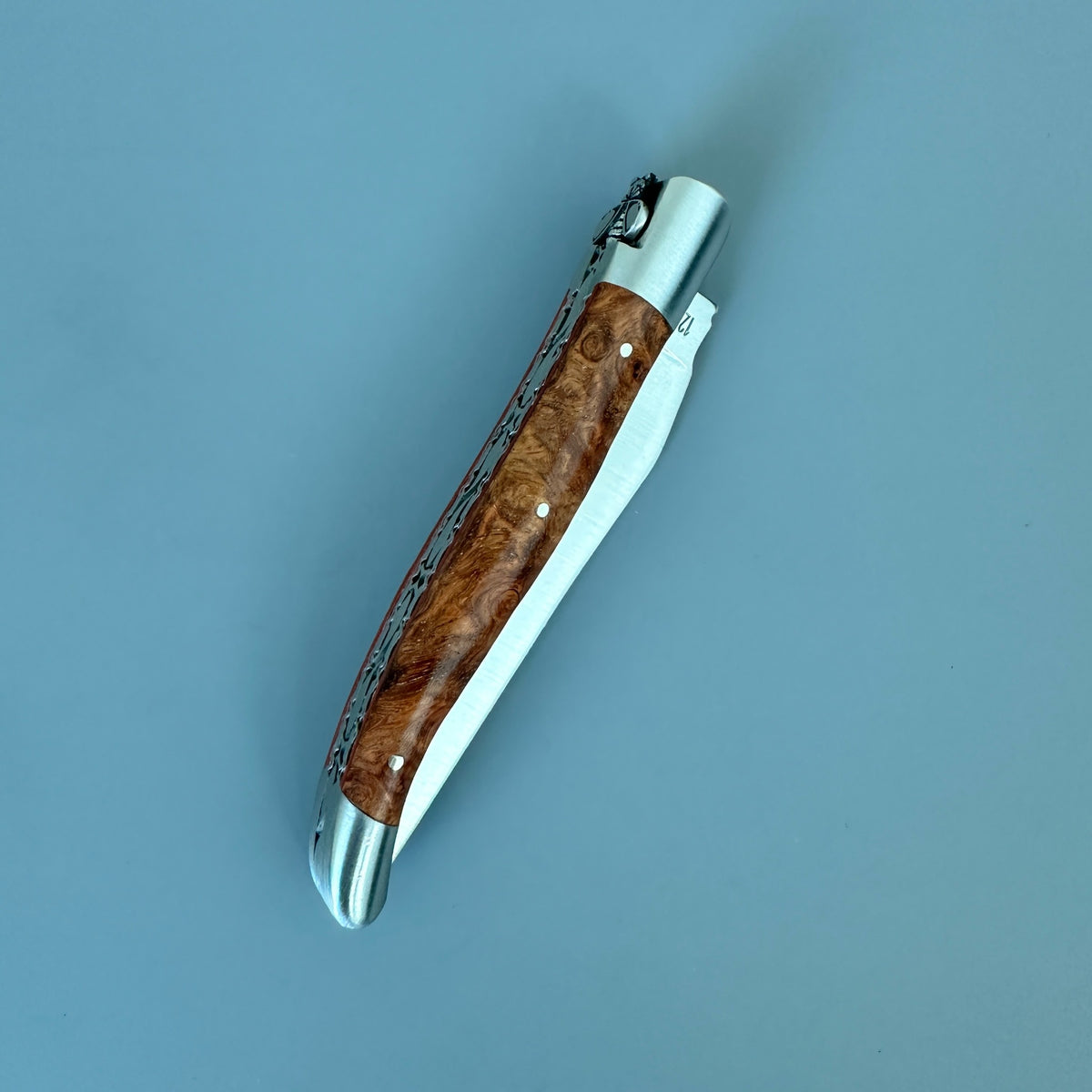Laguiole en Aubrac Belle Pièce Double Plated Knife Amboyna Handle, 4.7"