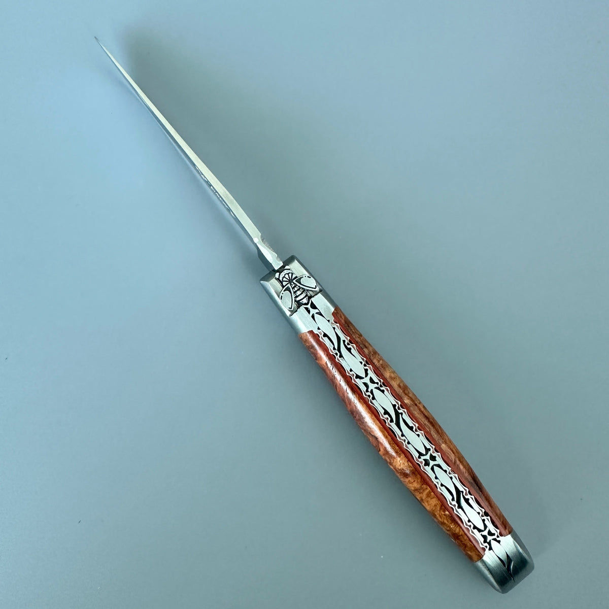 Laguiole en Aubrac Belle Pièce Double Plated Knife Amboyna Handle, 4.7"