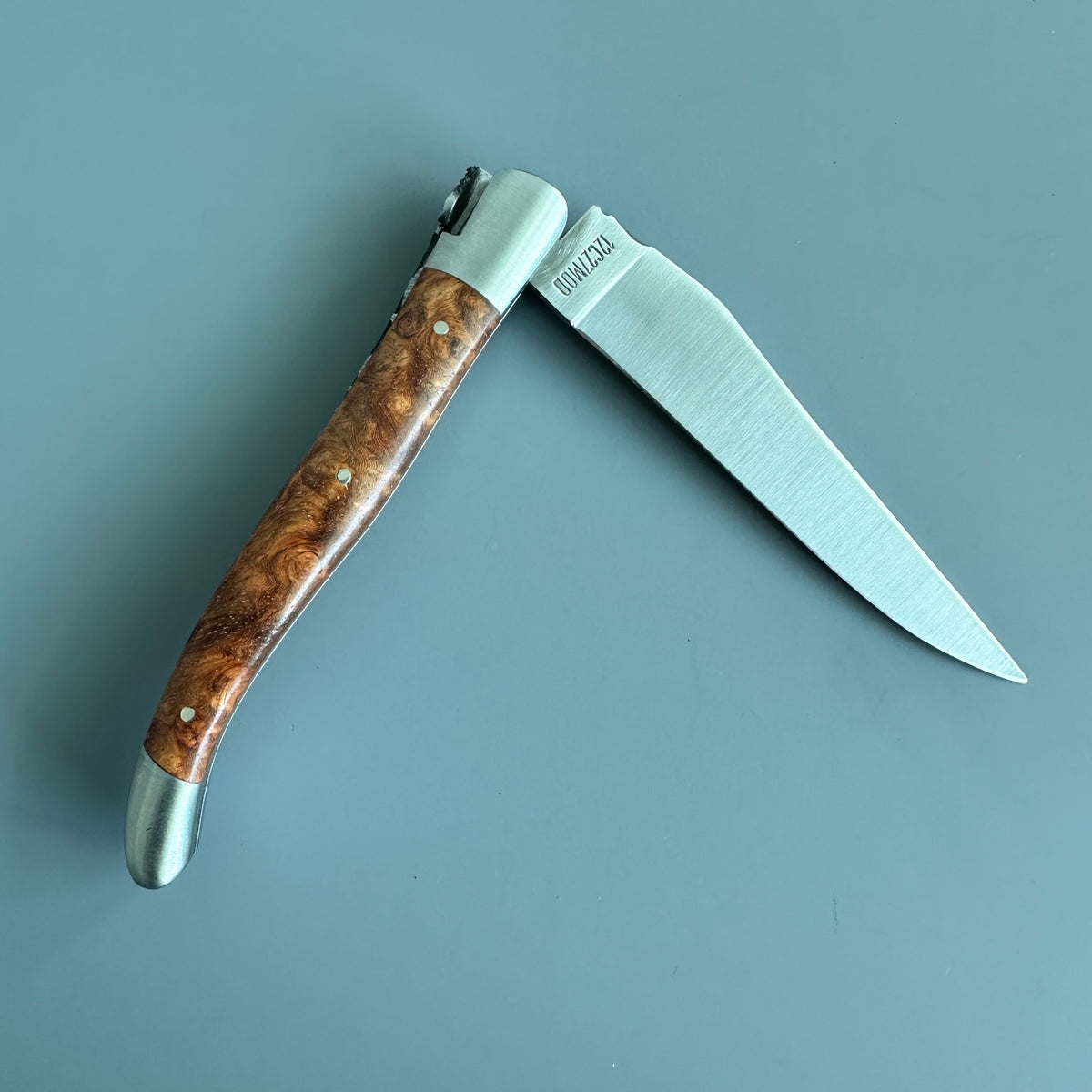 Laguiole en Aubrac Belle Pièce Double Plated Knife Amboyna Handle, 4.7"