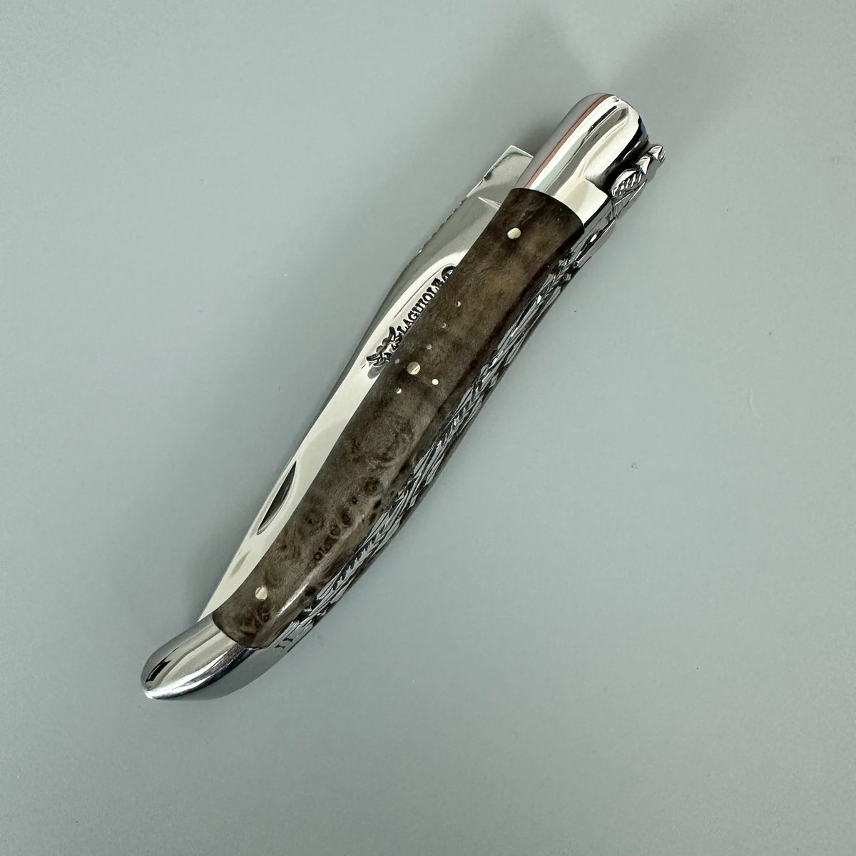 Laguiole en Aubrac Double-Plated Folding Knife – Blackened Poplar Burl