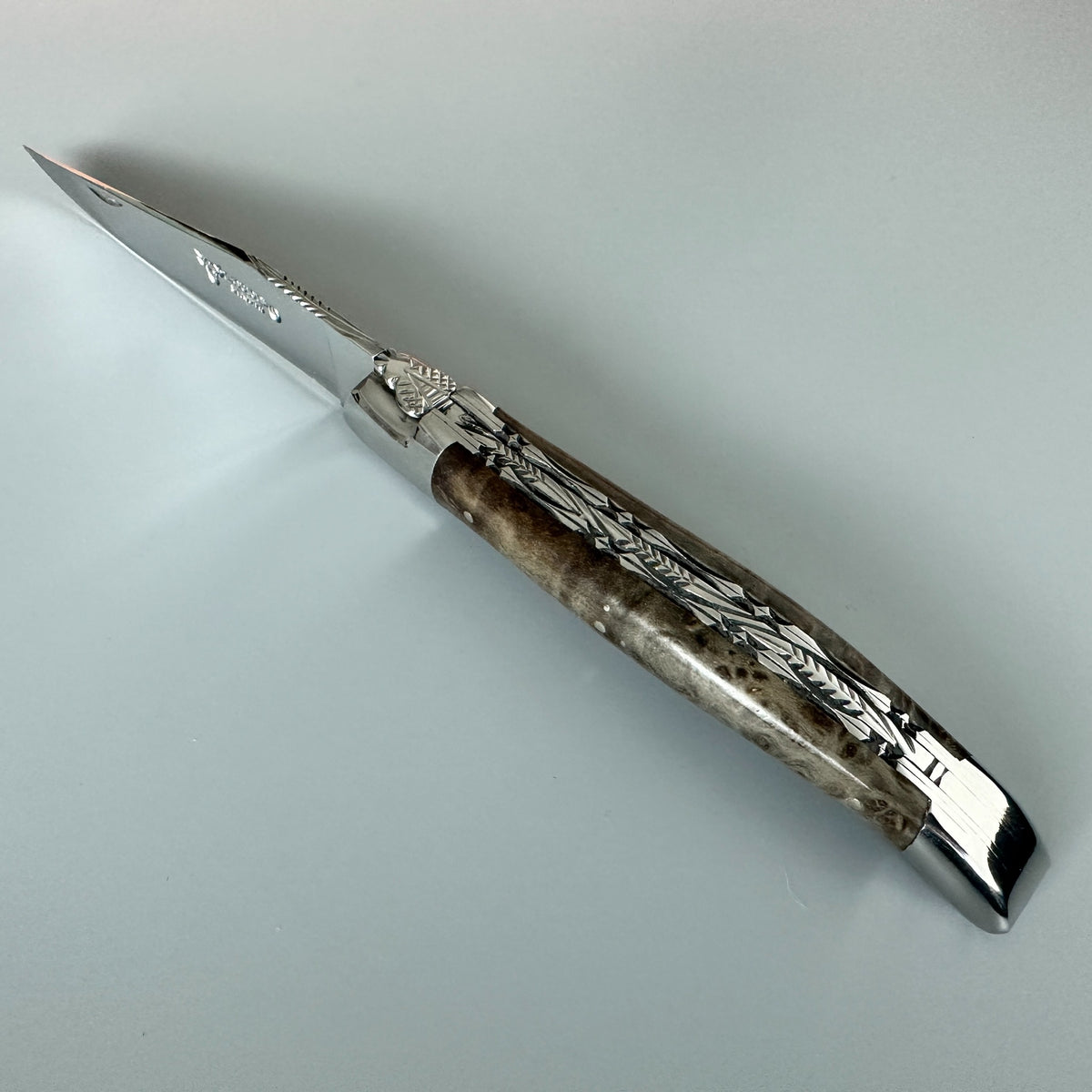 Laguiole en Aubrac Double-Plated Folding Knife – Blackened Poplar Burl