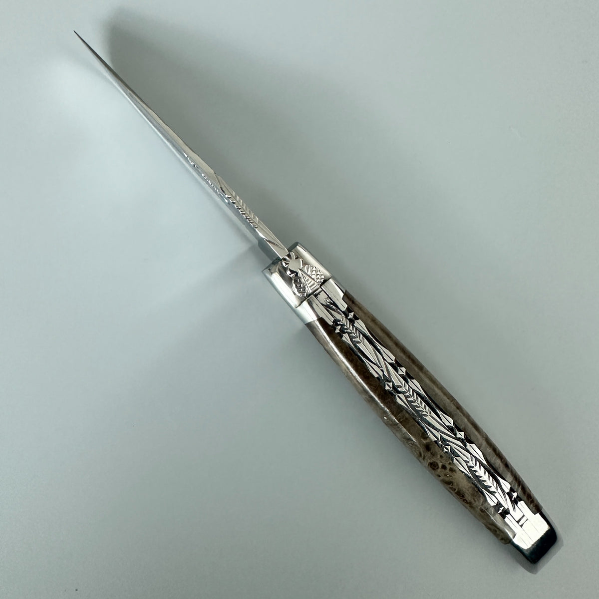 Laguiole en Aubrac Double-Plated Folding Knife – Blackened Poplar Burl