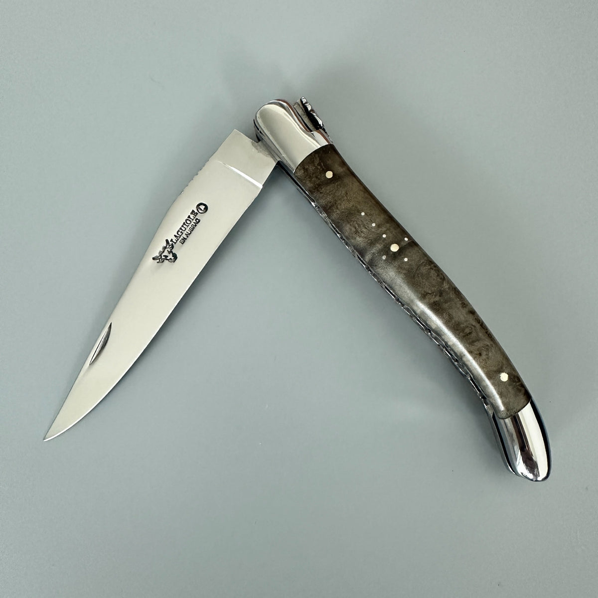 Laguiole en Aubrac Double-Plated Folding Knife – Blackened Poplar Burl