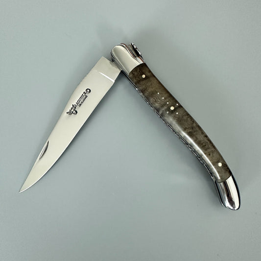 Laguiole en Aubrac Double-Plated Folding Knife – Blackened Poplar Burl