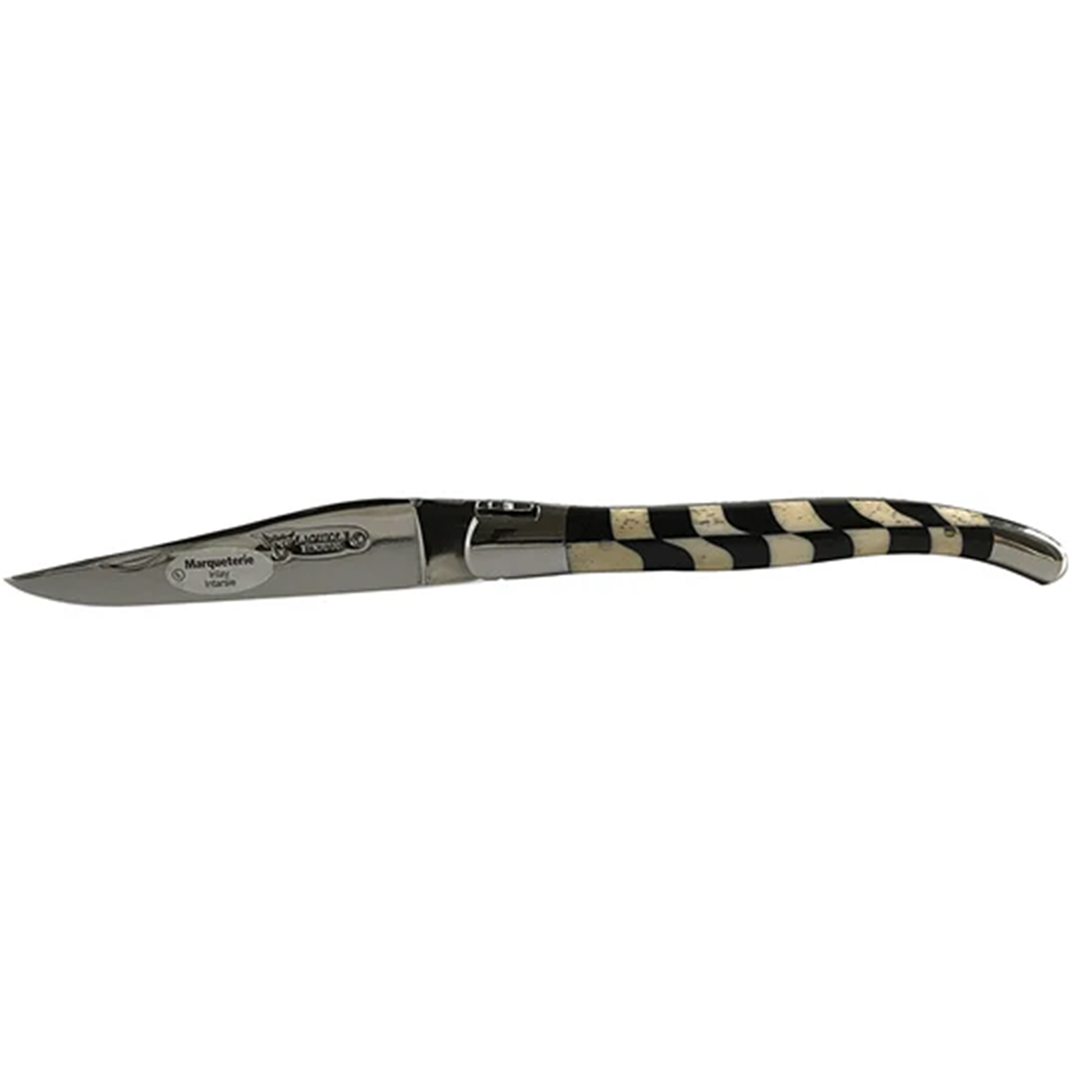 Laguiole en Aubrac Handcrafted Plates Multipurpose Knife, Ebony & Bone Checkerboard Handle, 4.75 inches - LaguioleEnAubracShop