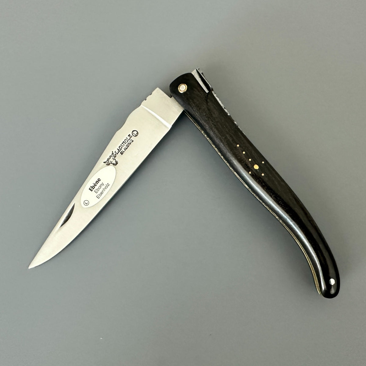 Laguiole en Aubrac Ebony & Brass  Angled Open View