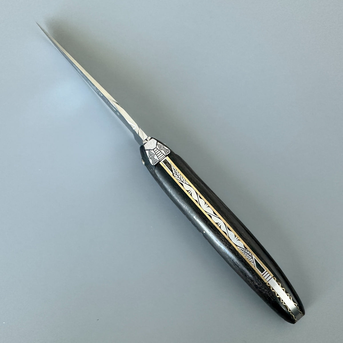 Laguiole en Aubrac Ebony & Brass Open Spine View