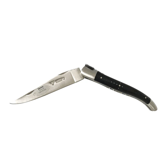 Laguiole en Aubrac Luxury Handcarved Plates Multipurpose Knife with Ebony Handle, 4.75 inches - LaguioleEnAubracShop