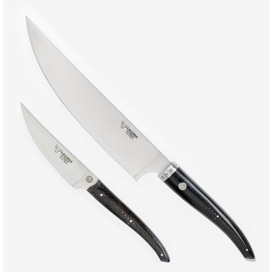Laguiole en Aubrac Handcrafted Kitchen Knife Set, Ebony Wood Handle - LaguioleEnAubracShop