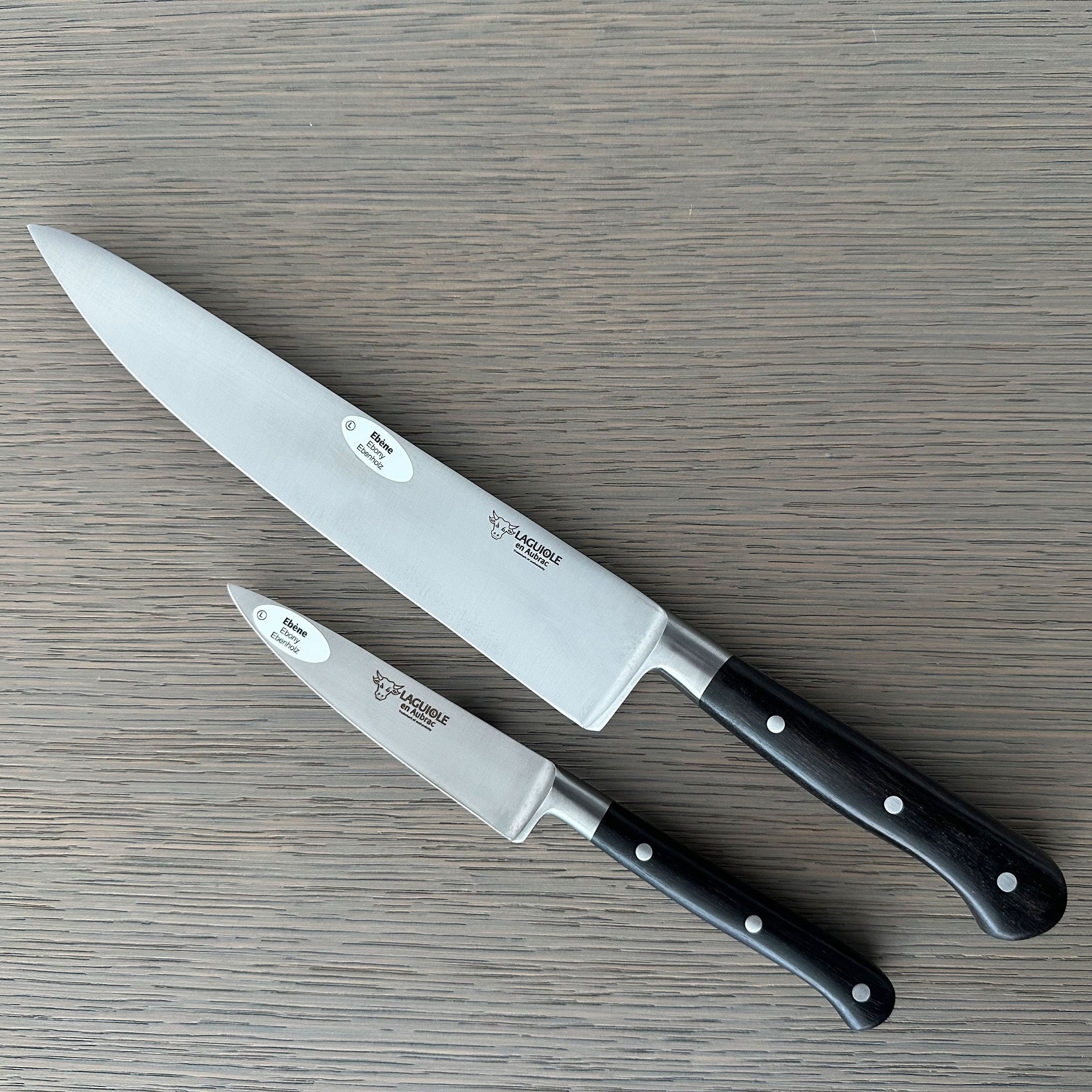 Laguiole en Aubrac 2-Piece Kitchen Knife Set — Ebony Wood Handle