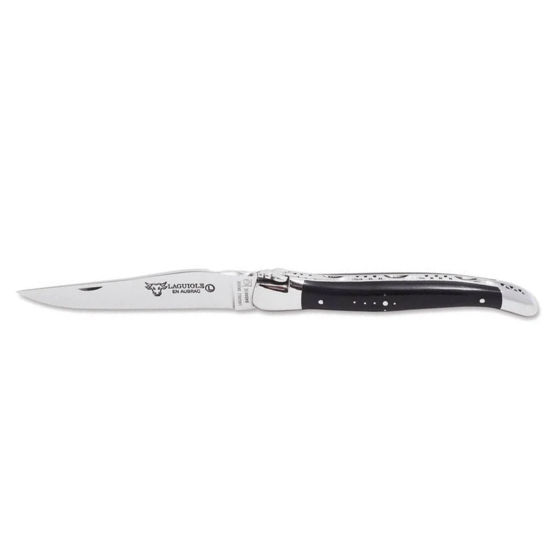 Laguiole en Aubrac Handcrafted Plates Multipurpose Knife, Ebony Wood Handle, 4.75 inches - LaguioleEnAubracShop