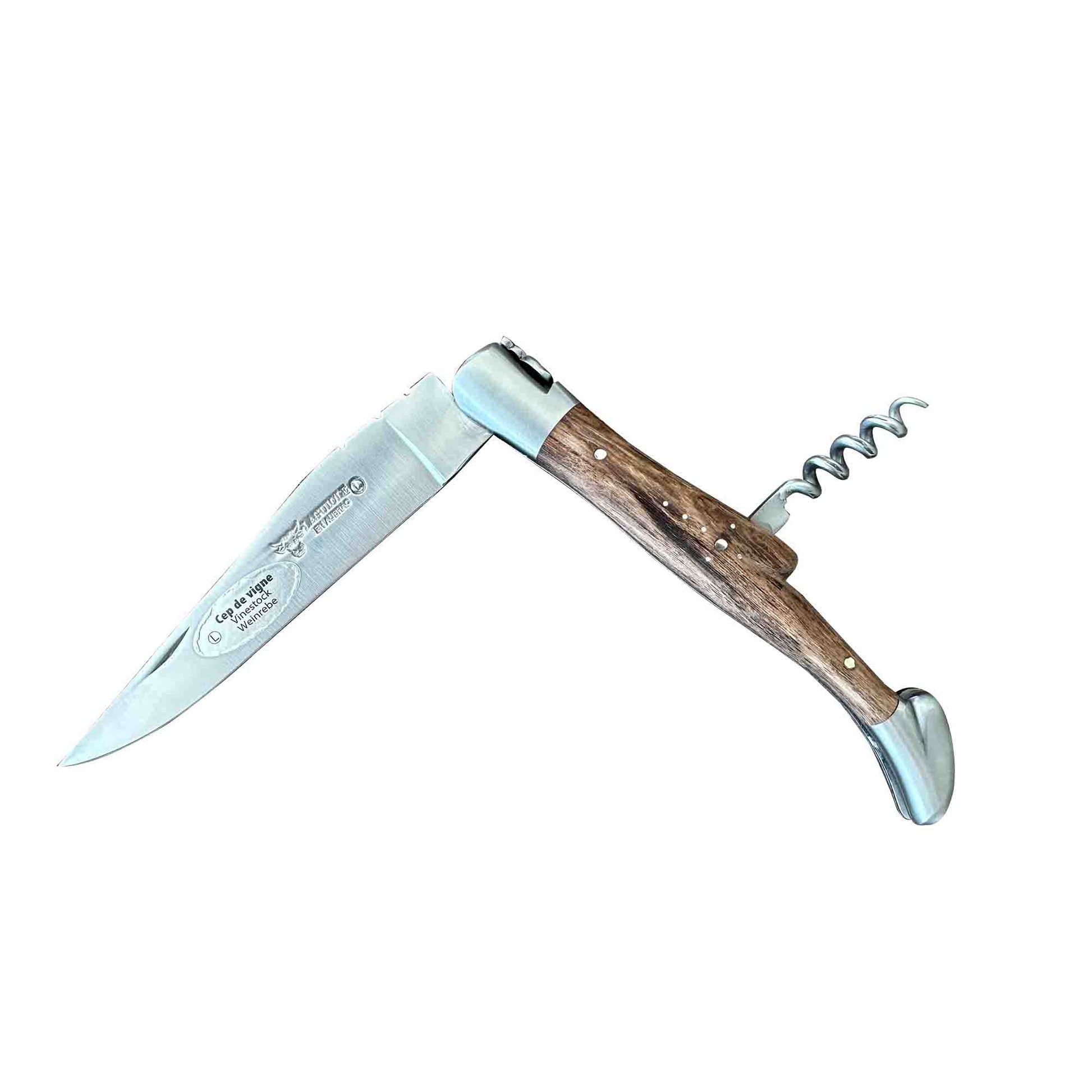 Laguiole en Aubrac Handcrafted Multipurpose Knife with Corkscrew, Grapevine Handle, 4.75 inches - LaguioleEnAubracShop