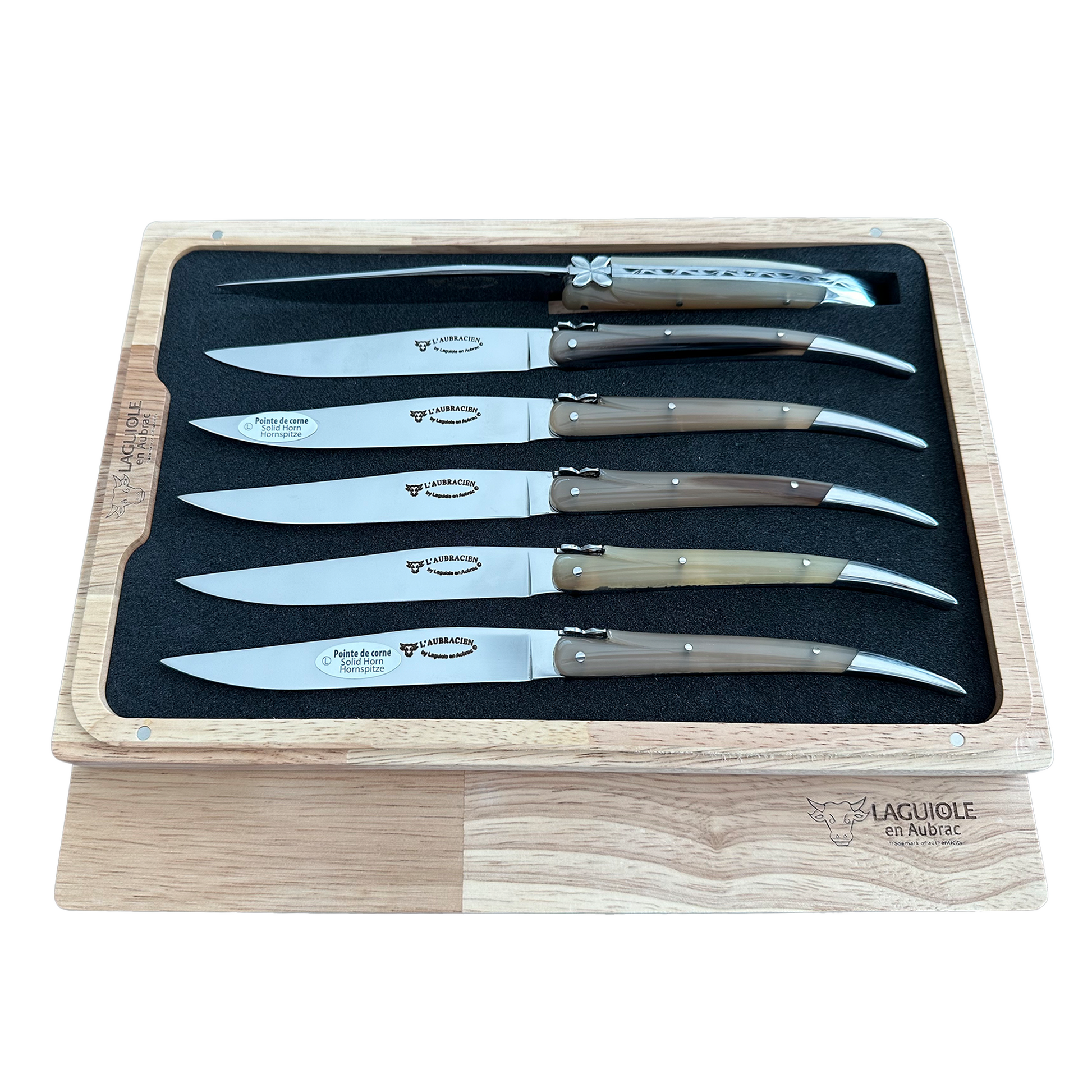 Laguiole en Aubrac Handcrafted Steak & Table Knife Set, Horn Handle - LaguioleEnAubracShop