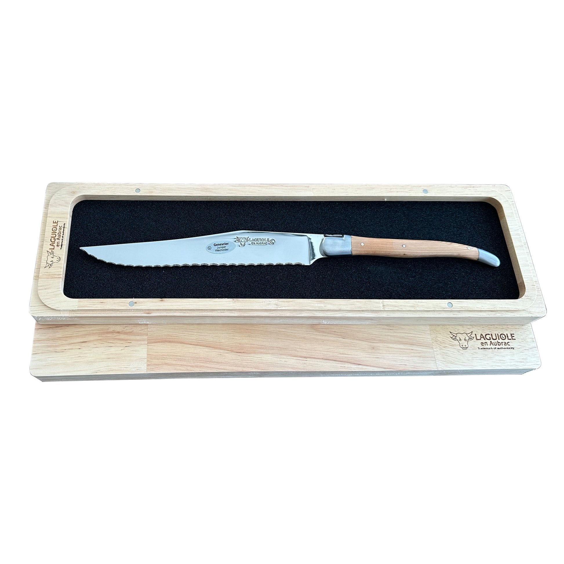 Laguiole en Aubrac Handcrafted Bread Knife, Juniper Handle, 7-in - LaguioleEnAubracShop