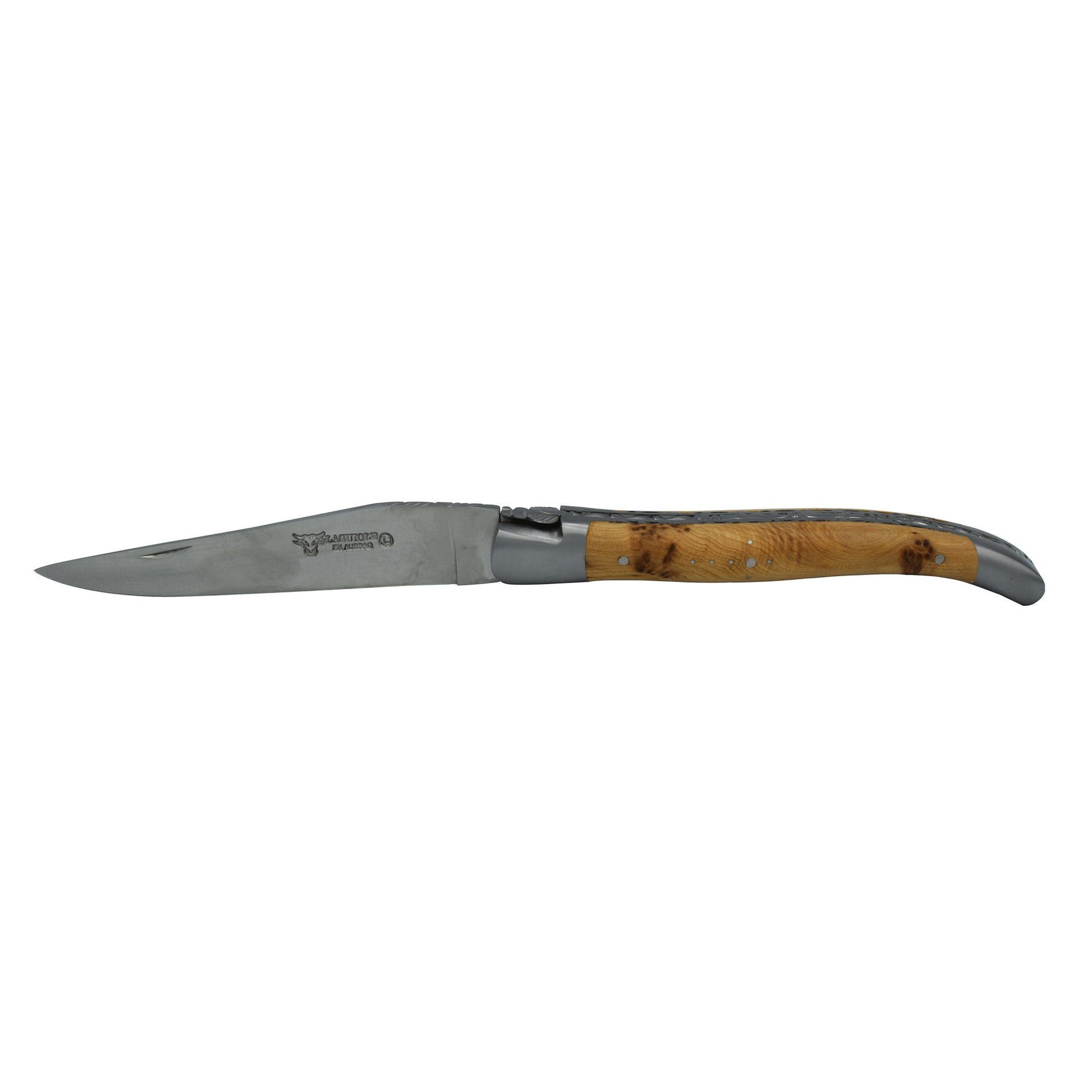 Laguiole en Aubrac Handcrafted Double Plates Multipurpose Knife Stainless Steel Bolsters, Juniper Handle, 4.75 inches - LaguioleEnAubracShop