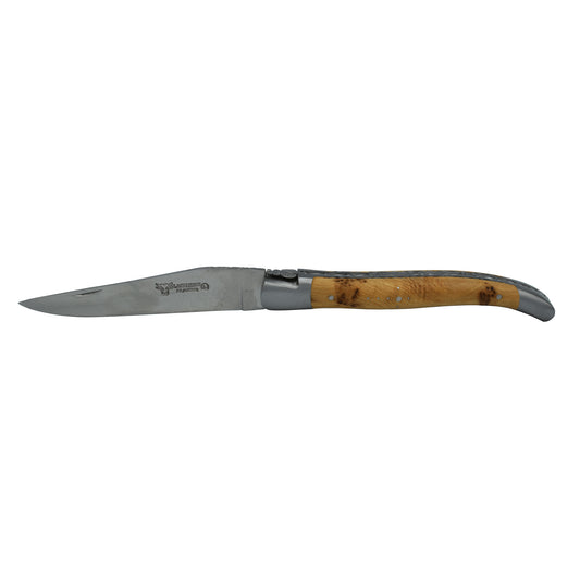 Laguiole en Aubrac Handcrafted Double Plates Multipurpose Knife Stainless Steel Bolsters, Juniper Handle, 4.75 inches - LaguioleEnAubracShop